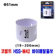 넥스트그린공구 롱홀쏘 홀커터 홀컷터 19~200mm 바이메탈홀소 목재용 홀쏘 롱홀쏘 하이스홀소 블랙불, 51mm