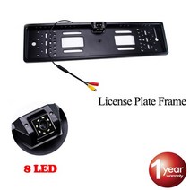 카오디오 기어봉 sinovcle car rear view camera eu 유럽 번호판 프레임 방수 야간 투시경 역방향 백업 카메라 4 또는 8 led 라이트 29, 와이어 8 주도