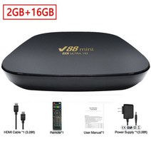 안드로이드 tv 셋탑 박스 2022 8k V88 스마트 TV 12 Allwinner H3 쿼드 코어 2.4G 와이파이 셋톱 홈 시어터 미디어 플레이어 8GB + 128GB iptv, 영국 플러그_2GB 16GB