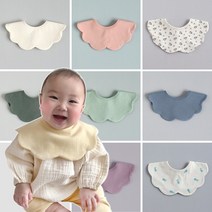바니블라썸 아기턱받이 빅 롤링 턱받이 스카프빕 턱받이 침받이, 인디블루 (빅롤링)