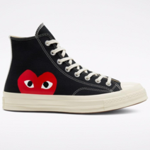 국내매장용 컨버스 CONVERSE 남성 여성 컨버스 X 꼼데가르송 플레이 척 70 블랙 150204C 운동화 스니커즈 슈즈 신발 하이탑