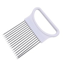 다기능 휴대용 야채 스테인레스 스틸 양파 슬라이서 과일 야채 슬라이스 바늘 절단 고기 토마토 감자, 하얀