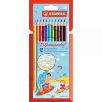 스타빌로 STABILOaquacolor 색연필 - 24개 지갑 다양한 색상 297215, 12 Count (Pack of 1)