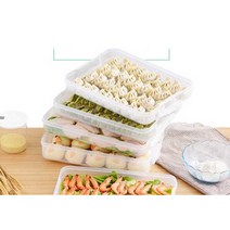 만두 보관 용기 냉장고 제사 정리 보관통 송편 저장, 4단 4개의 뚜껑 - 그린, 1개