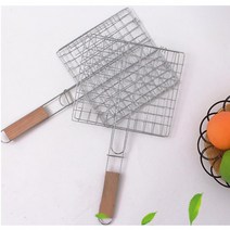 손잡이 석쇠 고기 양면 접 철망 사각 겹석쇠 업소 캠핑 가정용 새우 생선 갈비
