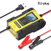 오토바이배터리 자동차 충전 자동복원기 FOXSUR12V 및 24V 펄스 수리 LiFePO4 배터리 충전기 6A 스마트 오토바이 빠른 전원, EU-Plug (Yellow)