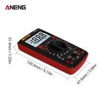 후크메타 메가테스터기 aneng 자동 범위 lcd 디지털 멀티미터 전류 전압 저항 ncv 테스터 저항 및 다이오드 측정 JX, 빨간색