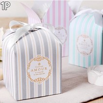 접이식 사각 스트라이프 선물 포장케이스 간식 크리스마스 수제 초콜렛 쿠키박스 통 기념품 답례품 선물, 색상, 그레이