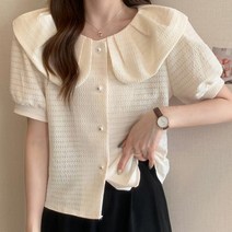 여성여름블라우스 진주 단추 러블리 한 여성 셔츠 스커트 슬랙스 코디