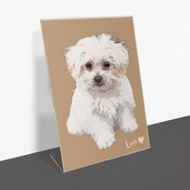 모노치 반려동물 초상화 강아지 고양이 펫아트 그림 탁상액자 무지개다리 생일파티 선물, A6 (100x148mm), 02. L타입 일반