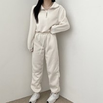 VANANA2 여성 투피스룩 크롭 반집업 조거 밴딩 팬츠 트레이닝복 상하의 세트