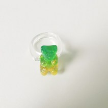 글루링 접착제링 라스트 레이디 새로운 패션 캔디 색상 여성 반지 투명 수지 귀여운 곰 창의력 보석 파티, 04 JH0533