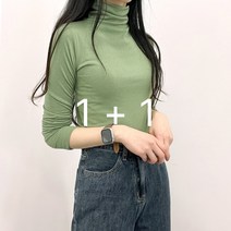 1+1 여성용 스판좋은 목폴라 이너 니트 티셔츠