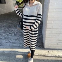 (울도톰니트) 퐁신퐁신 키작맘 단가라 집업 겨울 니트 롱원피스 임산부 빅사이즈 만삭