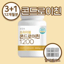 프리미엄 콘드로이친 1200 HACCP 식약처 인증 상어연골 저분자 ZS 효능 상어연골 천연비타민 콘드로이틴, 건강앤 프리미엄 콘드로이친 3+1통 + 알약케이스