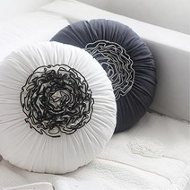 소파 침실 분위기 연출 화려한 레이스 프릴 호박 쿠션 병원 카페 신혼집 집들이선물 사무실, 색상_네이비, 상세페이지 참조