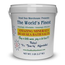 Dead Sea Warehouse 어메이징 미네랄 사해 목욕 소금 풀 테라피 보습 건조한 피부 각질제거 무향 2.3kg, 5 Pound (Pack of 1)