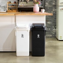 캡틴 대용량 분리수거함 60L 2P, 색상:화이트+블랙, 단품