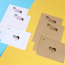 해병대 꾸나 캐릭터 제작편지지 / 곰신 군인 편지지, 편지지6장 + 봉투3장, 흰색