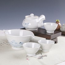 고백자 매화 3인다기세트