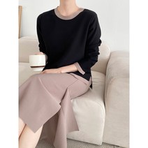 [바로배송/픽미] 배색 원피스 니트 빅박스 원피스(국내제작 빅사이즈 만삭임산부 임부복 하객룩 맘 데일리)