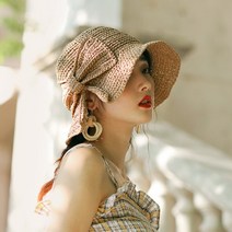 뒷트임 리본 벙거지 / 왕골모자 /파나마 햇 /라피아 햇 / 밀짚모자