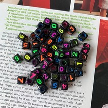 [낱개] 블랙네온큐브숫자비즈 7mm, 0