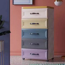 이동식 5단 서랍장 플라스틱 서랍장 수납장, 컬러, 4층