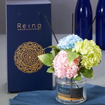 [레이나퍼퓸] 스노우수국 플라워디퓨저 150ml, 선택1:핑크_블랙병 / 선택2:드롭스