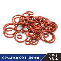 고무오링 10/50Pcs 식품 등급 VMQ O 링 CS 2mm OD 5 100mm 방수 세탁기 라운드 모양 고무 실리콘 레드, [64] OD 100mm ID 96mm, [02] 50Pcs, [01] CS 2.0mm