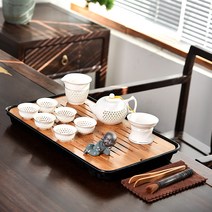 다관 찻잔 풀세트 쿵푸 다기 가정용 사무실 자사 티 컵 다도 멜라민 물을저장 숏 다반 차판 차테이블 654951259, 15 건 10 헤드 벌집 정교 다관