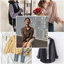 블라우스 복고풍 뱀피 무늬 긴팔 쉬폰 셔츠 여성 복고 chutdse6, FREE, 브라운