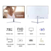 HUGON-24 인치 TFT LCD 1920 x 1080p 커브 스크린 모니터 PC 75Hz HD 게임 디스플레이 VGA HDMI 인터페이스, CHINA_QX24inch 75Hz White | 미국