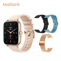 스마트워치 시계 maitianli 2022 smart watch 블루투스 통화 smartwatch 28 스포츠 모드 남성 여성 방수 피트니스 팔찌 심박수 모니터, 2-3개의 스트랩으로