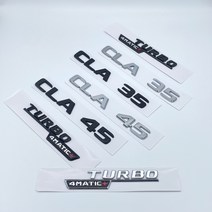 2017 블랙 실버 문자 CLA35 CLA45 터보 4 매틱 엠블럼 메르세데스 벤츠 AMG 자동차 펜더 트렁크 후면 W117 로고 스티커, [03] Turbo4matic P 1pair, [03] matte black
