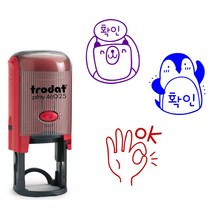 [자동스탬프] Trodat 동물캐릭터 OK.확인.검도장 (46025), 디자인9.고양이(확인), 바이올렛(청보라)