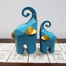 조각코끼리장식품2p, 골드