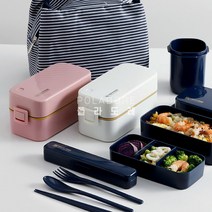 폴라도레 2단 직장인 도시락통 세트 전자렌지 런치박스 피크닉 +(L), CC-0075-13-E블루[수저 세트+주머니+탕관]