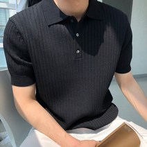 여름 시원한 어깨깡패 머슬핏 어깨넓어보이는 골지 헨리넥 단추카라 니트 반팔 티셔츠