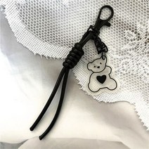 인형키링 굿즈 캐릭터 열쇠 고리 제작 큐티 가죽 나무 가방 키홀더, black Y