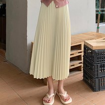 라라벨 여성용 플리츠 스커트 리엘 데일리 롱스커트