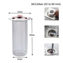 환기 환풍기 자재 부품 배기 통풍구 공기 방수 부속 Stainless Steel Floor Drain Filter Mesh Kitchen Sink Anti-clog Bathtub, A6