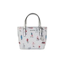 마이클 코어스 제트 세트 여아 프린터 시그니처 PVC XS Carryall 탑 지퍼 토트밝은색 핸드백 레더