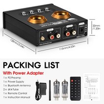 Nobsound mini 블루투스 5.0 진공관 프리앰프 HiFi 스테레오 수신기 usb 플레이어 오디오 헤드폰 증폭기, 전원 어댑터 포함