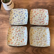 아리타 일본 도자기 플라워 사각 접시 소5p 중4p 대2p 홈세트, 중, 4p