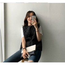 [레티고] 다이아몬드 퀄팅 집업 경량 조끼