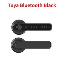 스마트 지문인식 도어락 안방 방문 욕실 사무실 문 손잡이 잠금장치핀 안전장치 TT Lock-tuya 지문 암호 잠금장치 침실 홈 볼 핸들 블루투스 와이파이, [08] Tuya Bluetooth Black