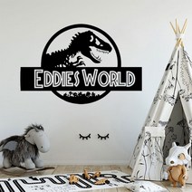 파티룸 인테리어 소품 소년 방 장식 jurassic world wall sticker custom name jurassic world vinyl wall decal 공룡 스타일, M 42x28cm, white