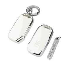 키에티 기아 신형 카니발 K5 K7 셀토스 쏘렌토MQ4 5버튼 스마트 차 키케이스 키홀더 + 분실방지 큐빅 전화번호판, KN02, 화이트 실버라인