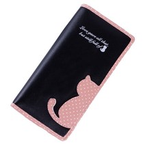초등장지갑 심플 여자 여학생 10대 초등학생 여중생 고등학생 장지갑 알찬구성 PU가죽 NEW DESIGN 미니클러치형 DORT 고양이 장지갑 블랙